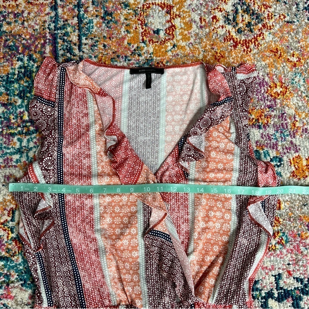 BCBG‎ MaxAzria Ruffle Floral Patchwork Romper - Picture 8 of 13